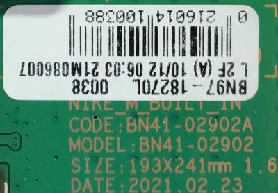 MAIN PARA SMART TV SAMSUNG 4K RESOLUCION ( 3840x2160 ) UHD CON HDR / NUMERO DE PARTE BN94-16906J / BN41-02902A / BN9416906J / BN97-18270L / 16906J / 011007058781 / PANEL CY-TT075FMEV2H / DISPLAY HV750QUB-S7B / MODELO QN75Q80AAFXZA BA01 - Imagen 2